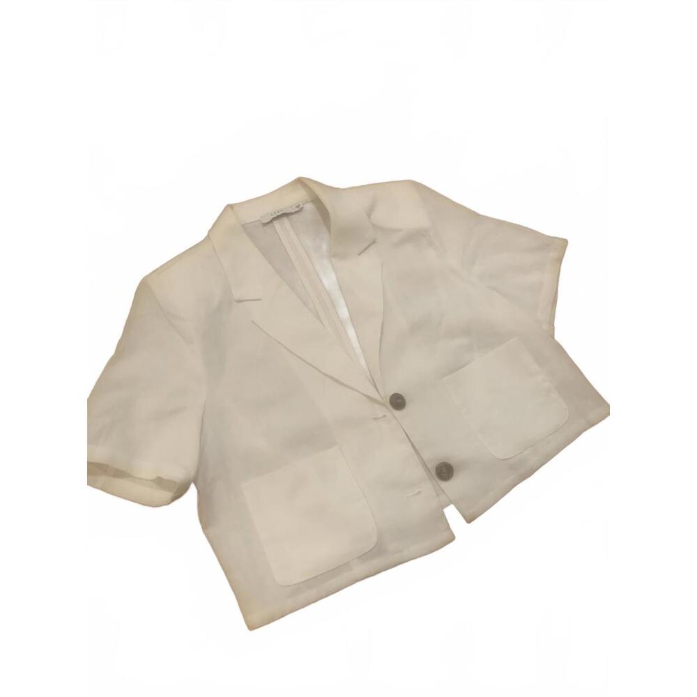 LUSH Women's White Short Sleeve Blazer with Button Closure